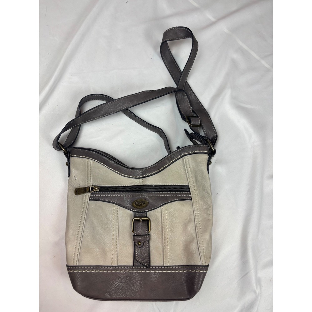 b.o.c. Born Concept Crossbody Bag Grey Cream Faux Leather Messenger Purse